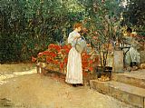 Breakfast Paintings - After Breakfast by childe hassam